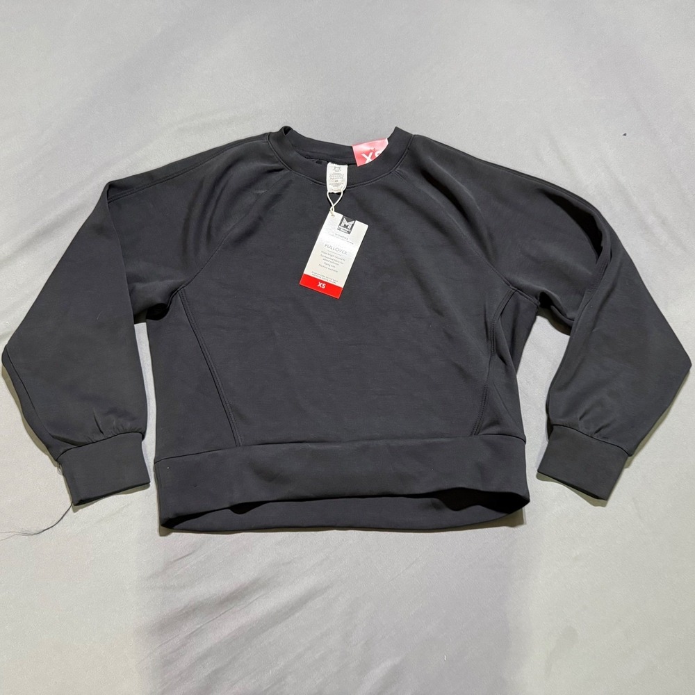 Member's Mark Crewneck Pullover Womens‎ XS Black Sandwash Raglan Sweatshirt NEW